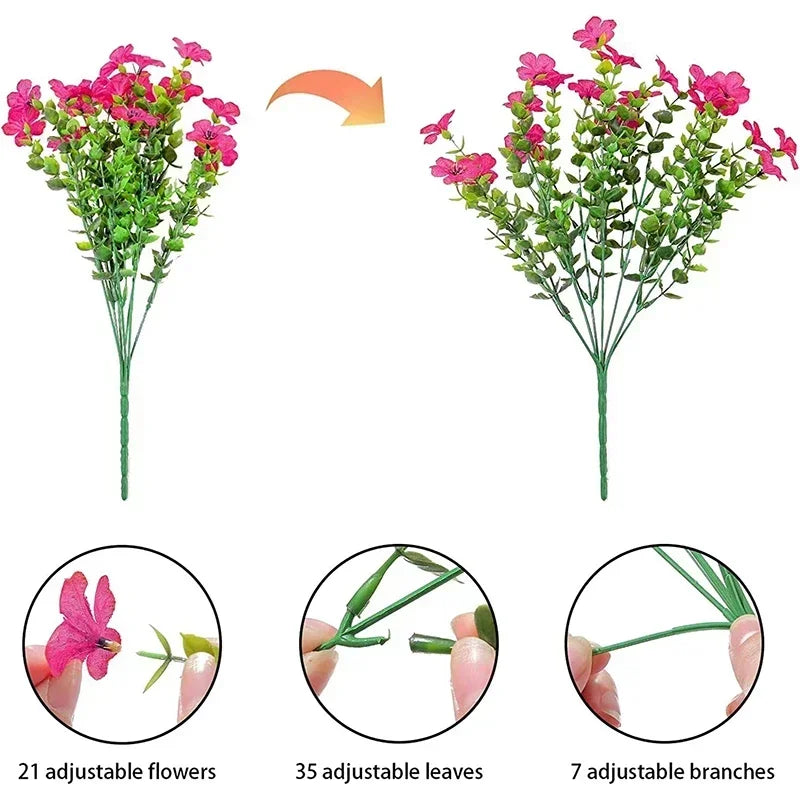 Flores artificiales para exterior, resistentes a los rayos UV, plantas sintéticas para jardín, bodas, hogar, cocina, decoración de granja, plantas artificiales