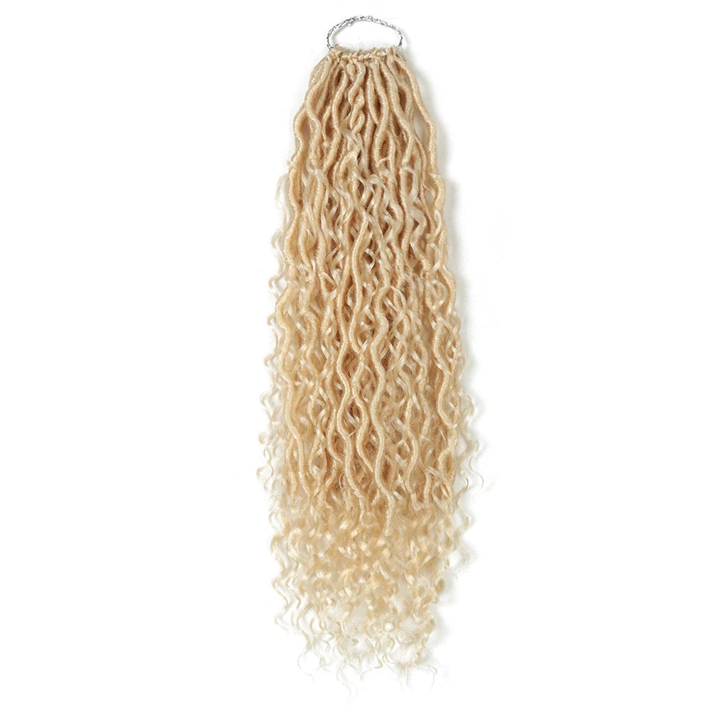 Synthetic Goddess Locs Crochet Hair Braids Curly Faux Locs Braiding Hair Extensions Wig For Women Black Hippie Boho Style