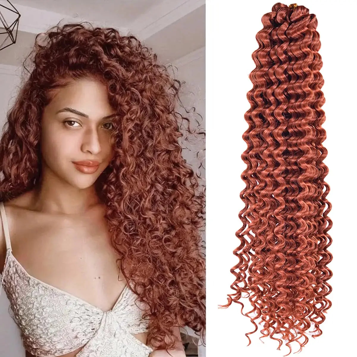 Syntetisk 22 tommers dyp bølget vri heklet hår syntetisk afro krøllete hår heklet fletter ombre brun flettehår extensions