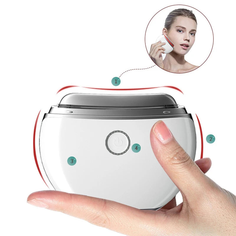Instrumento de belleza eléctrico para raspar, placa de raspado para rostro, hombros y cuello, compresa caliente, vibración, terapia de luz, cepillo meridiano