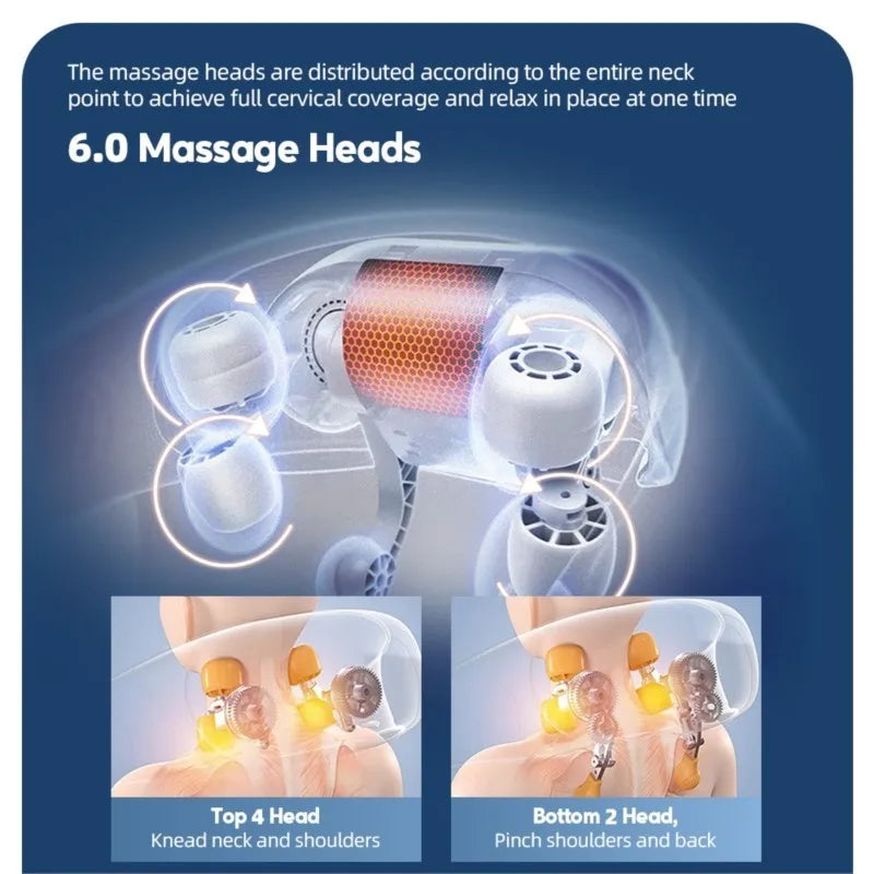 Chal de masaje eléctrico amasador de hombros, masajeador inalámbrico automático de cuello y espalda, almohada de masaje relajante para los músculos de la espalda y el trapecio.
