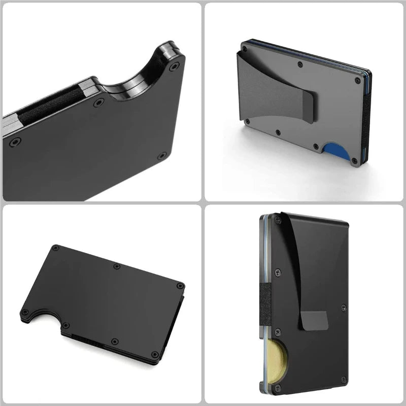 Cartera Delgada Para Hombre - Cartera Minimalista para Hombre con Bloqueo RFID para Bolsillo Delantero - Cartera Metálica con Clip para Billetes para Hombre