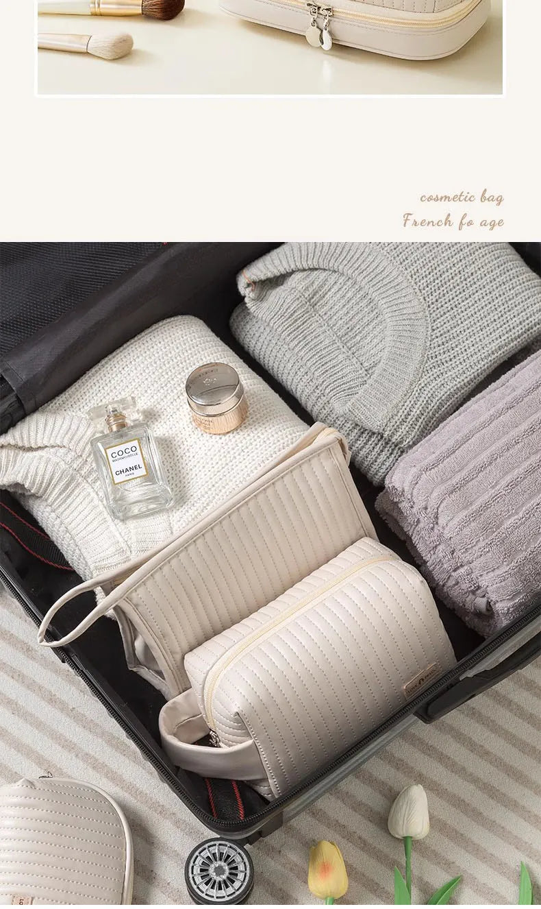 Bolsa de maquillaje de gran capacidad, estuches de cosméticos para mujer, organizador de maquillaje, neceser de belleza portátil, artículos de viaje esenciales, neceser de aseo.