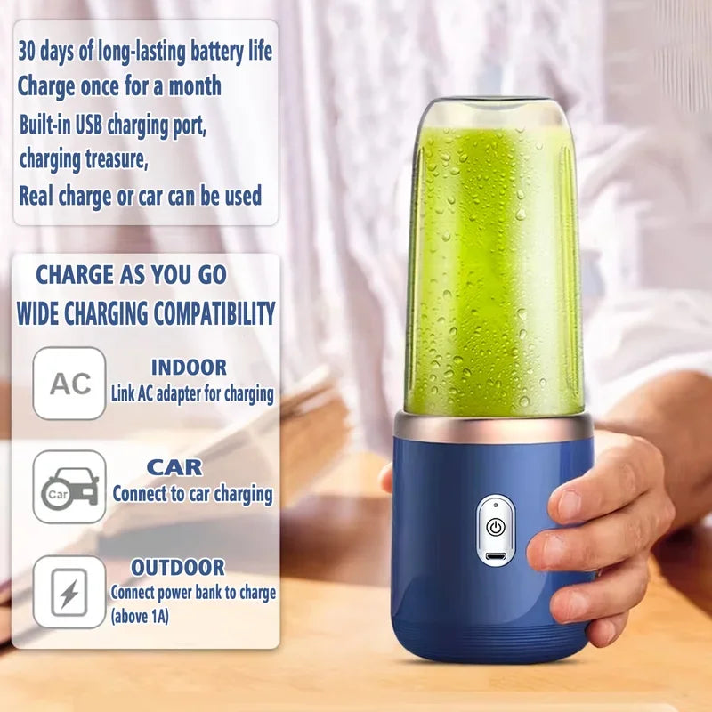 6-bladers 400 ml bærbar blender elektrisk juicer kopp for reise bærbar juicer mikser usb fersk fruktjuice blender smoothie