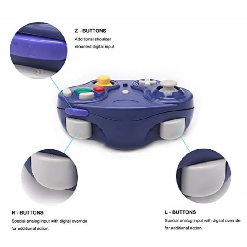 Controlador Gamepad Inalámbrico de 5 Colores para consola NGC con Adaptador 2.4G Joysticks Gamepads para Consola de Videojuegos GameCube