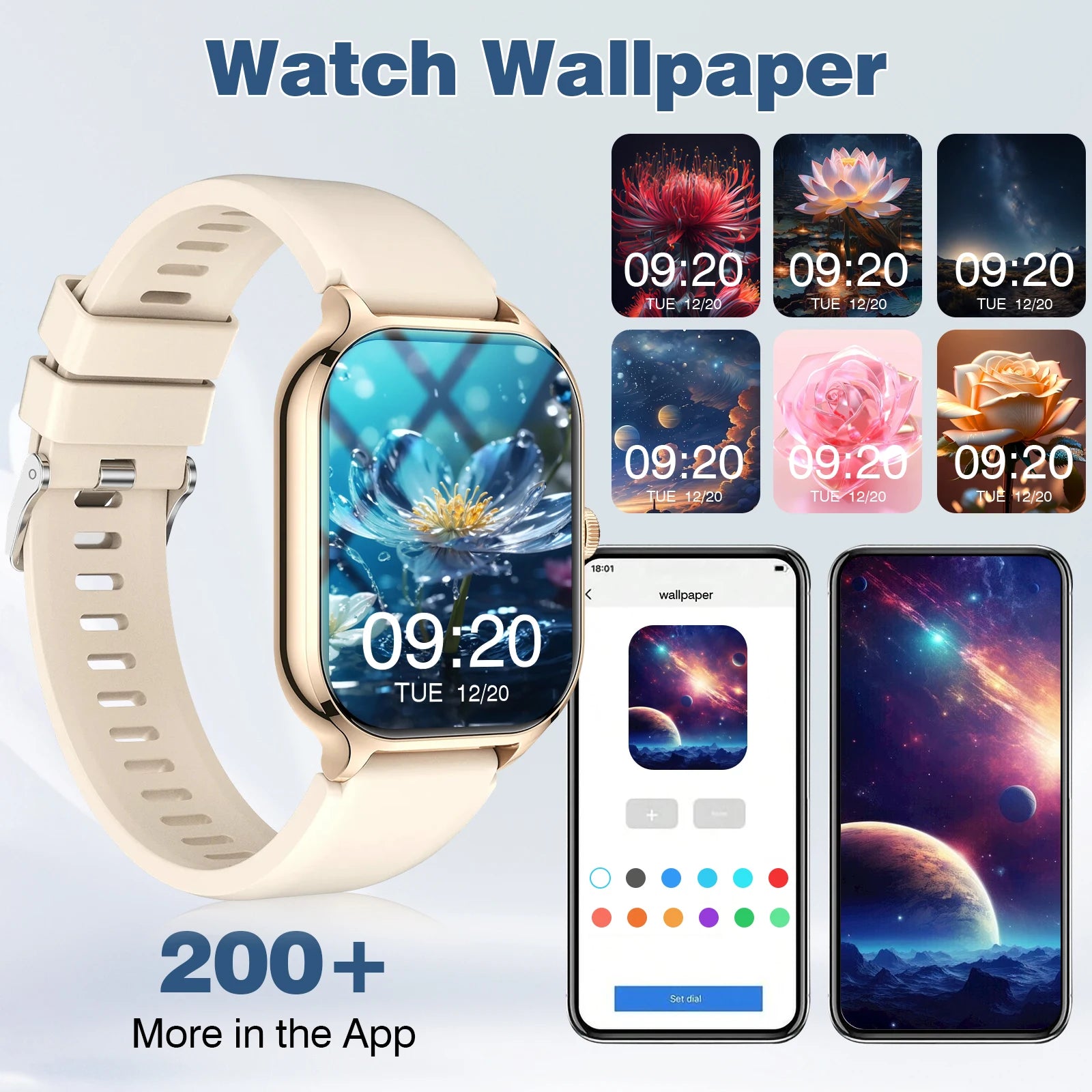 Reloj inteligente, llamadas inalámbricas, dial personalizable, fotografía remota, múltiples modos deportivos, compatible con iPhone/Android