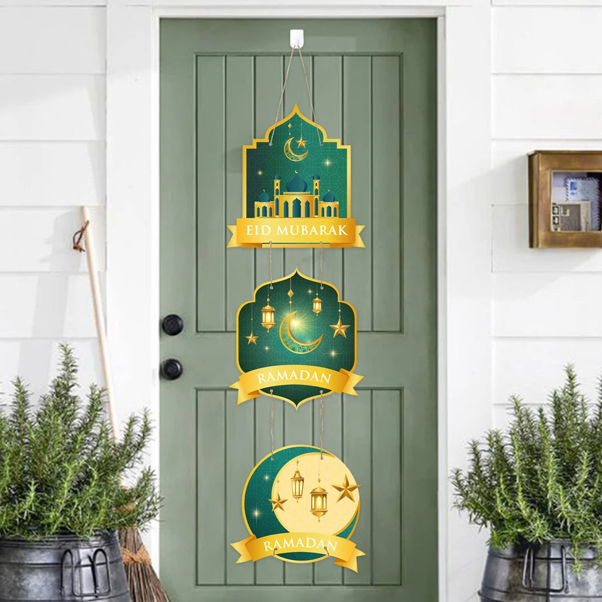 EID Mubarak Decorations Door Hanging Ramadan Decor for Home Door Hanging Ramadan Kareem Islamic Muslim Party Eid Al Adha