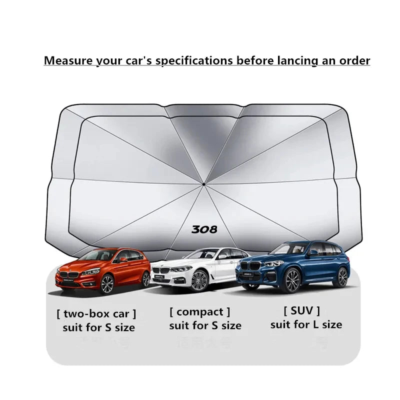 For Peugeot 206 207 208 301 307 308 408 508 607 2008 3008 4008 5008 GT RCZ Car Windshield Sun Shade UV Ray Reflector Umbrella