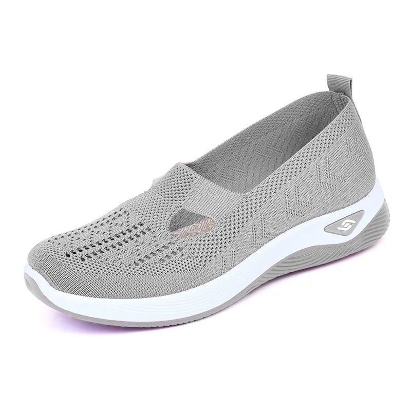 Zapatillas de verano para mujer de malla transpirable, ligeras, sin cordones, plataforma plana, informales, antideslizantes para caminar, tejidas