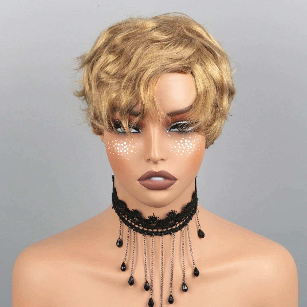 Short Bob Wig Pixie Cut Wig Human Hair Wig For Black Women Short Layered Pixie Cut Wigs Glueless Wig No Lace Full Machine Made