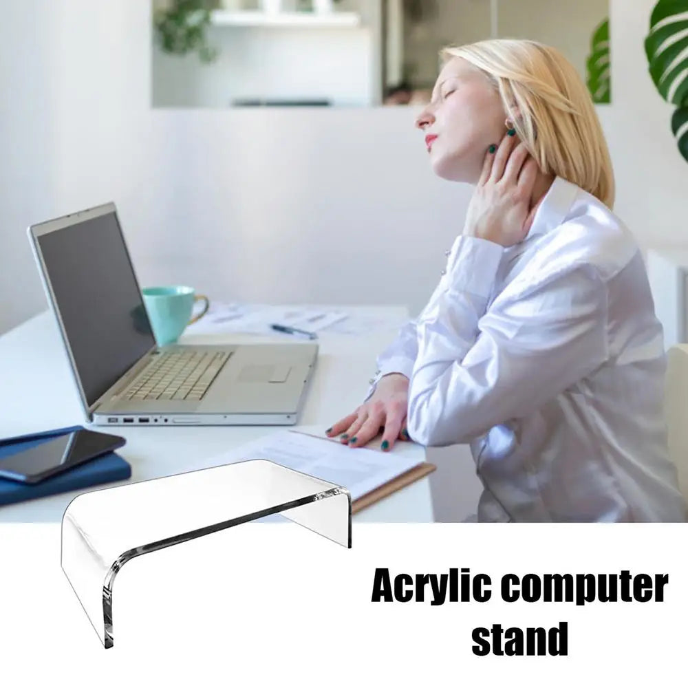 Skjermstativforhøyer Akryl Laptopstativ Klar Stasjonær Datamaskinforhøyer Bord Oppbevaringsstativ Skrivebordsorganisator for Oppbevaring av PC-skjerm