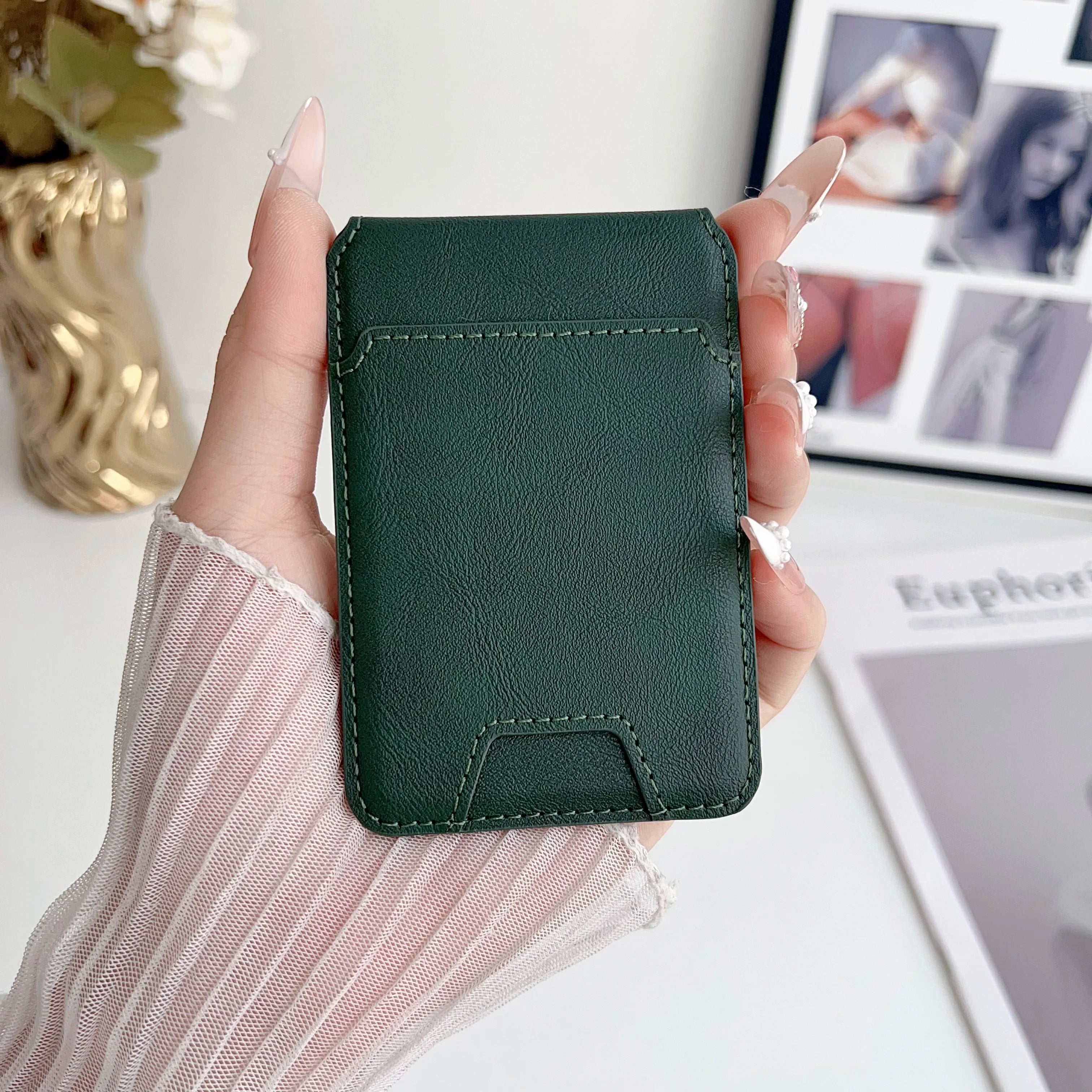 For Magsafe Magnetic Pu Leather Wallet Stand Credit Card Holder for Iphone 16 15 14 13 12 Pro Max Card Holder Phone Bag Cover