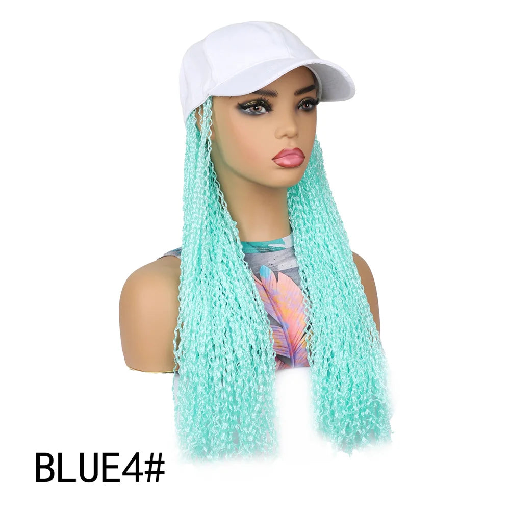 SQRDGQ Synthetic Braided Hair Hat Wigs for Woman 14inch Bug Black Blonde Braided Extensions with Baseball Cap Woman Wigs