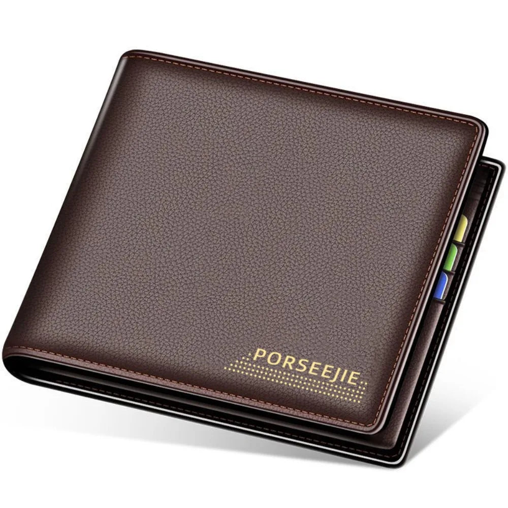Cartera de piel sintética para hombre, estilo retro, clip para billetes, múltiples ranuras para tarjetas, monedero