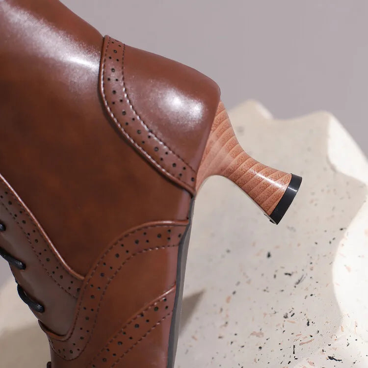Botines de Moda Nuevos para Mujer Botines Cortos de Cuero de Alta Calidad para Mujer Zapatos Ligeros de Tacón Alto para Mujer Botas de Mujer