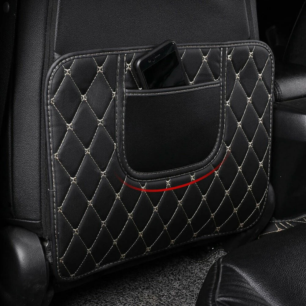 1Pc Car Back Seat Anti Kick Pad Anti-dirty Mat Black PU Leather Waterproof Scratch Resistant Storage Car Interior Accessories