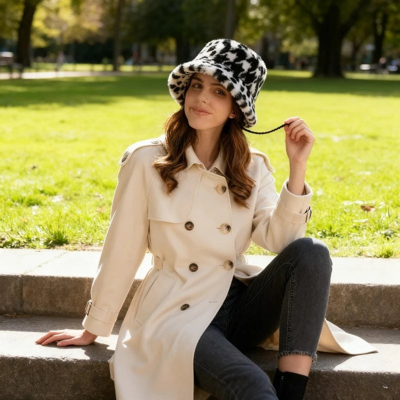 Women’s Reversible Winter Bucket Hat – Waterproof with Fleece Lining