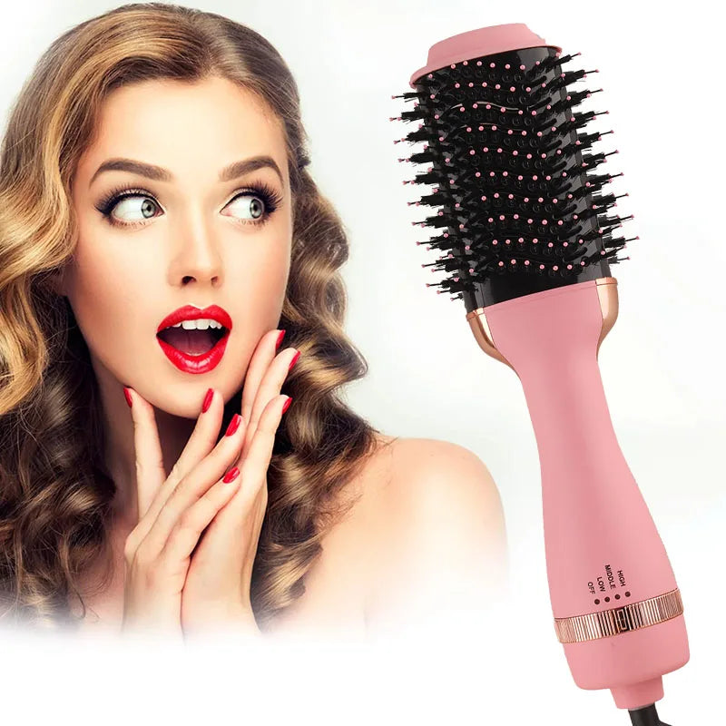 Hair dryer, negative ion hot air comb, curling, dry and wet dual-purpose straight curler, hot air comb, Christmas Day style
