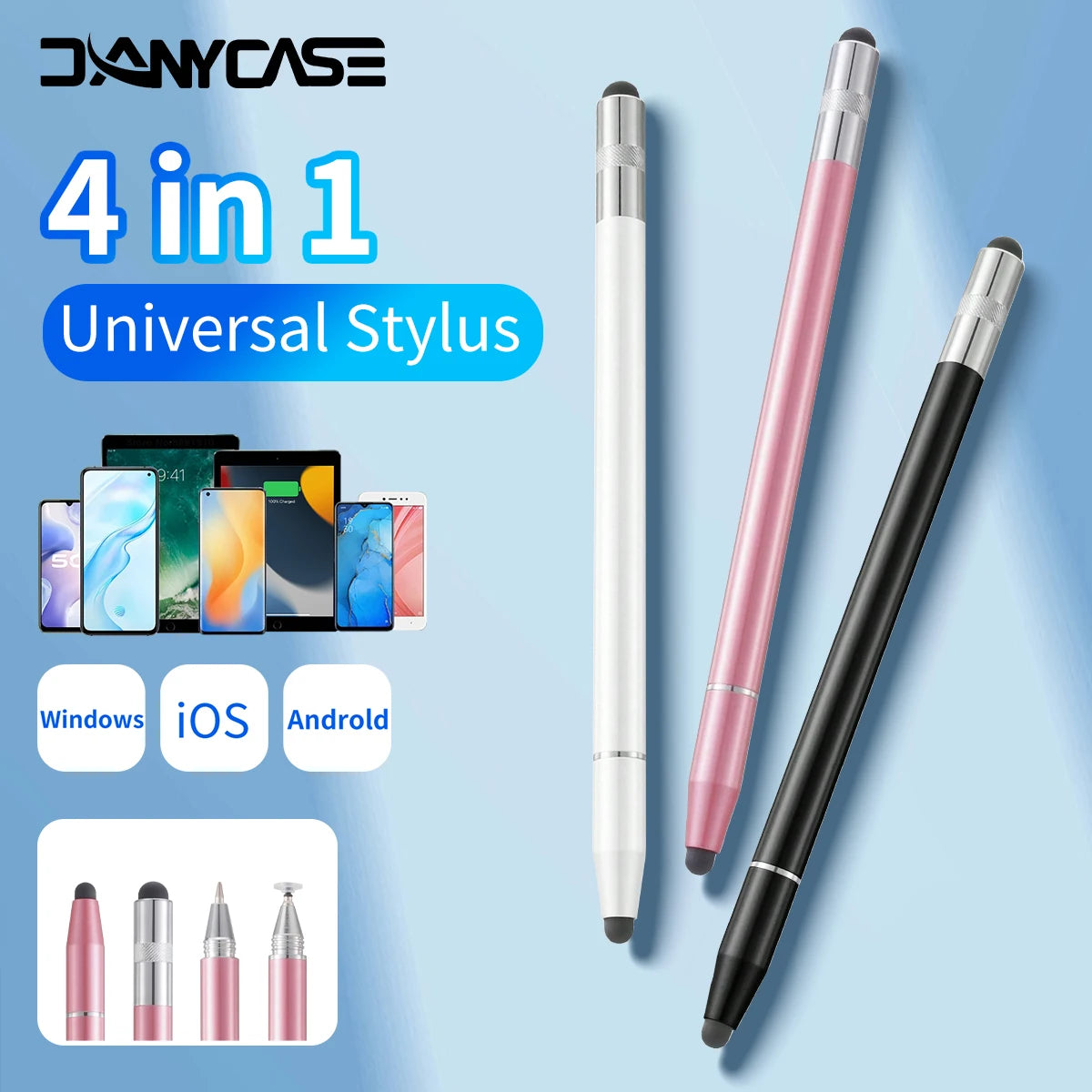 4 In 1 Universal Stylus Pens For Touch Screens High Sensitivity Precision Capacitive Stylus Compatible With Touchscreen Devices
