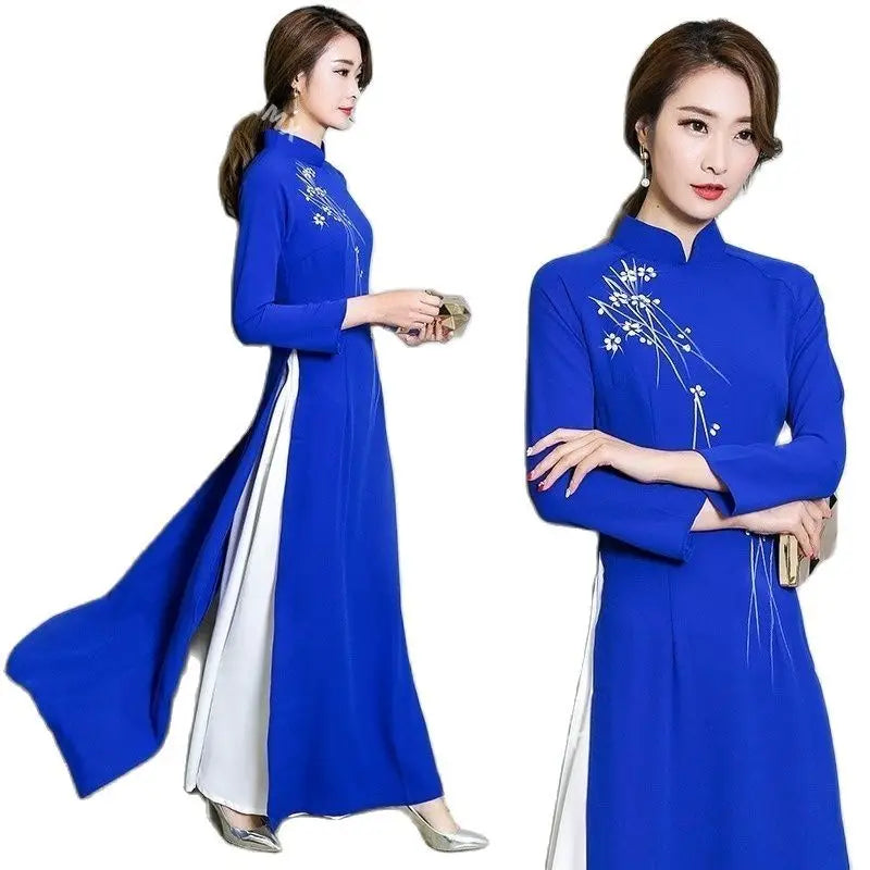 Traditional Vietnamese Ao Dai – Retro Floral Qipao Elegance for Weddings & Festivals