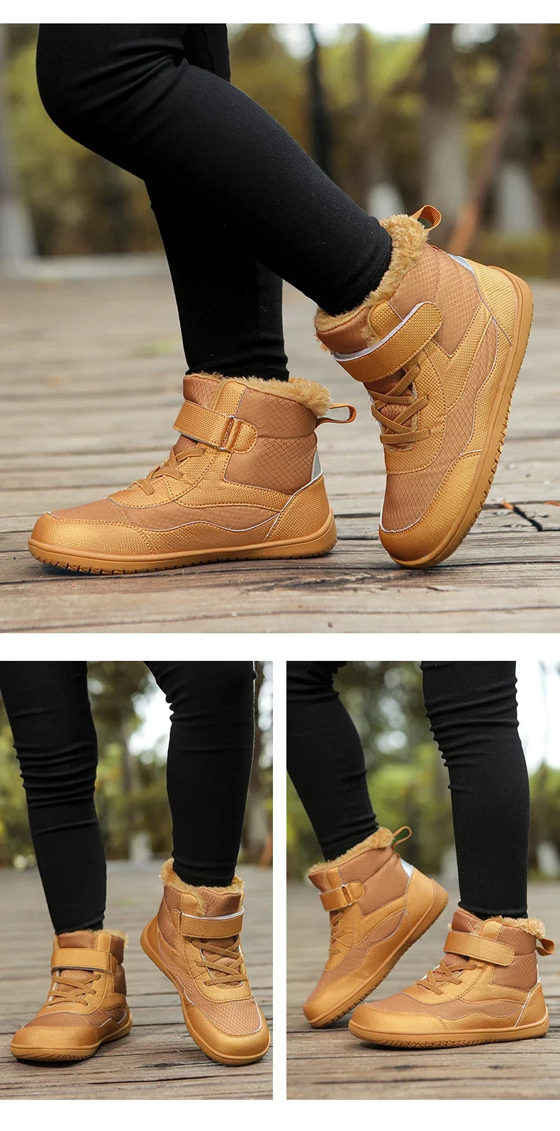 Boys Girls Winter Snow Boots Wide Toe Barefoot Insulated Waterproof Fur Lined Shoes for Kids Cold Weather Outdoor Sneakers