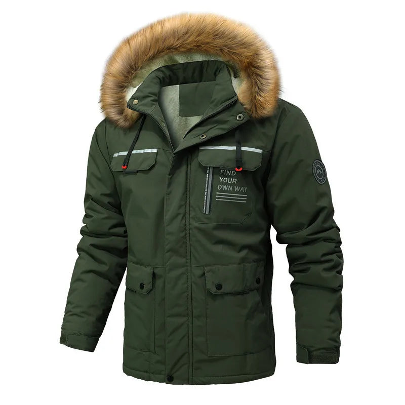 Tykk, polstret hettejakke for menn