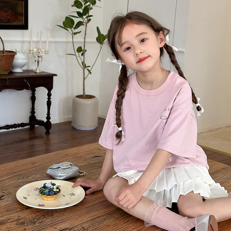 Ropa Infantil Niña Niños Camiseta de Manga Corta Ropa de Niña Verano Tops Ropa de Niños Ropa de Niño Ropa De Niña Ropa De Niño