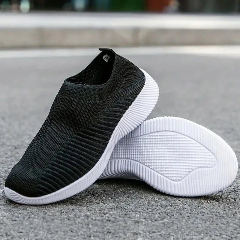 Nuevas zapatillas rosas para mujer, calzado casual, zapatos vulcanizados cómodos, transpirables, planos, sin cordones, mocasines de talla grande 42