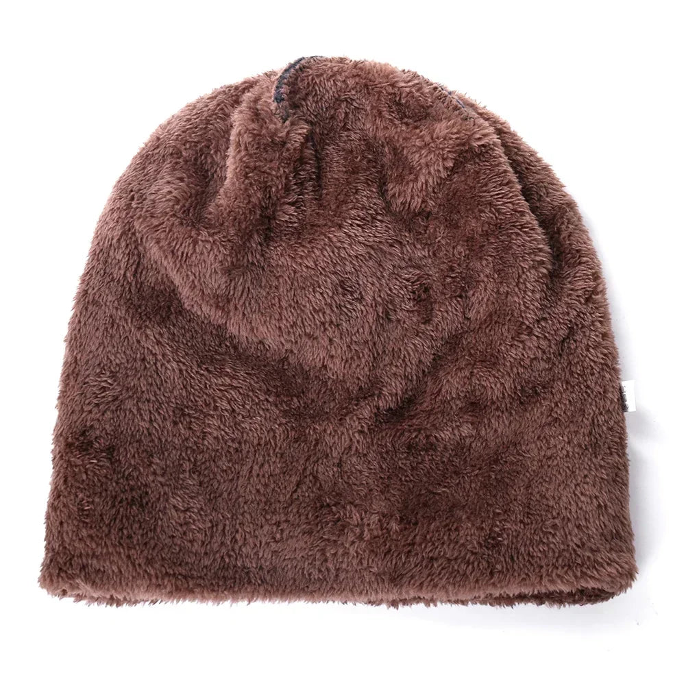Nuevo gorro de invierno unisex elegante con forro de piel sintética, gorro cálido suave, gorros de invierno gruesos para hombres y mujeres, gorro de punto