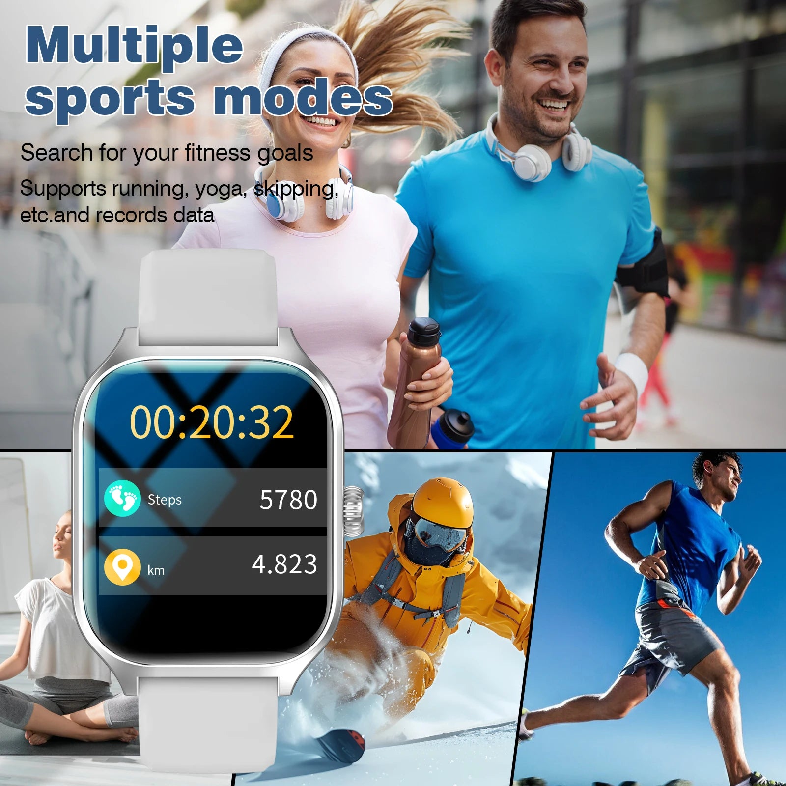 Reloj inteligente, llamadas inalámbricas, dial personalizable, fotografía remota, múltiples modos deportivos, compatible con iPhone/Android