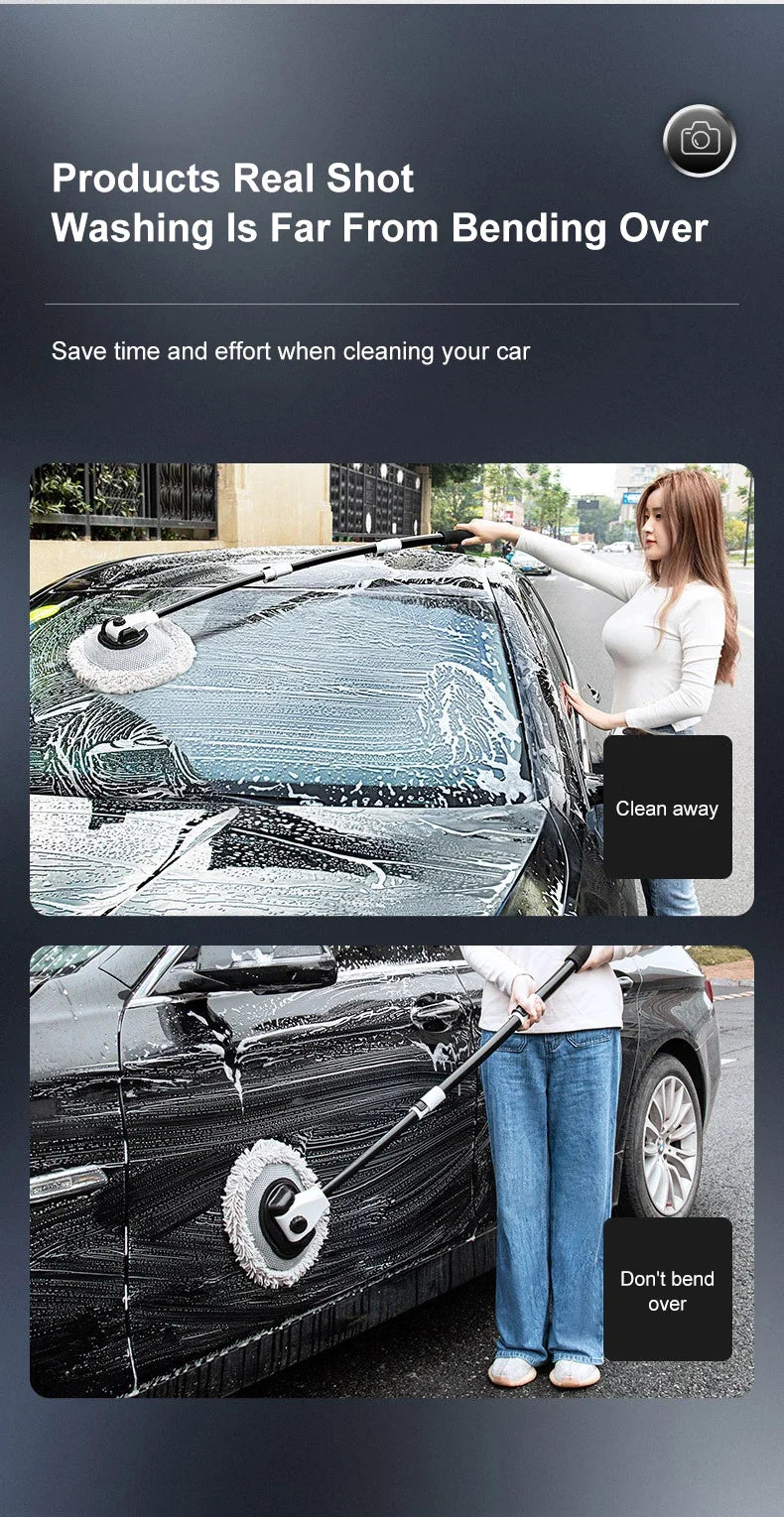 Cepillo de lavado de coches Cepillo de limpieza de coches Mopa de mango largo telescópica Cepillo de chenilla de pelo suave Escoba de chenilla de pelo suave Accesorios universales para lavado de ventanas de coches