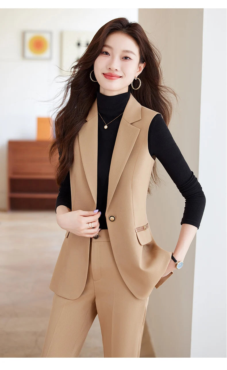 Women Pants Sets Off Shoulder Sleeveless Vest Top Female Pencil Pants Women 2 Piece Set Outfit Elegant Women's Pants Suit