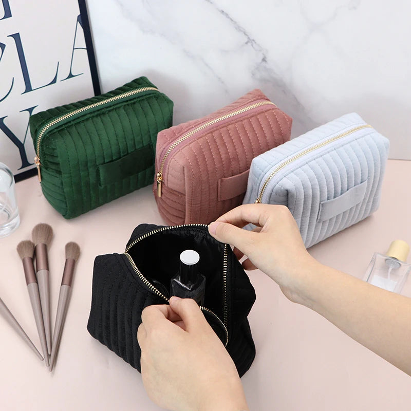 Sminkeveske Reise Kosmetikkveske, Puffy Polstret Sminkevesker For Damer Sminke Organizer Etui, Vidåpen Pose Veske Reise Essenti