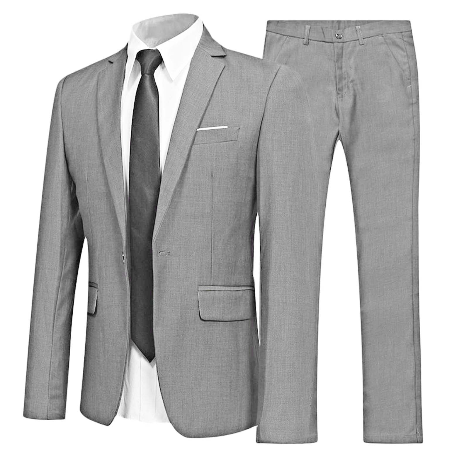 Traje de hombre de caballero de 2 piezas, uniforme formal, chaqueta de blazer de manga larga con solapa y pantalón, trajes para reuniones de oficina, negocios y fiestas de boda