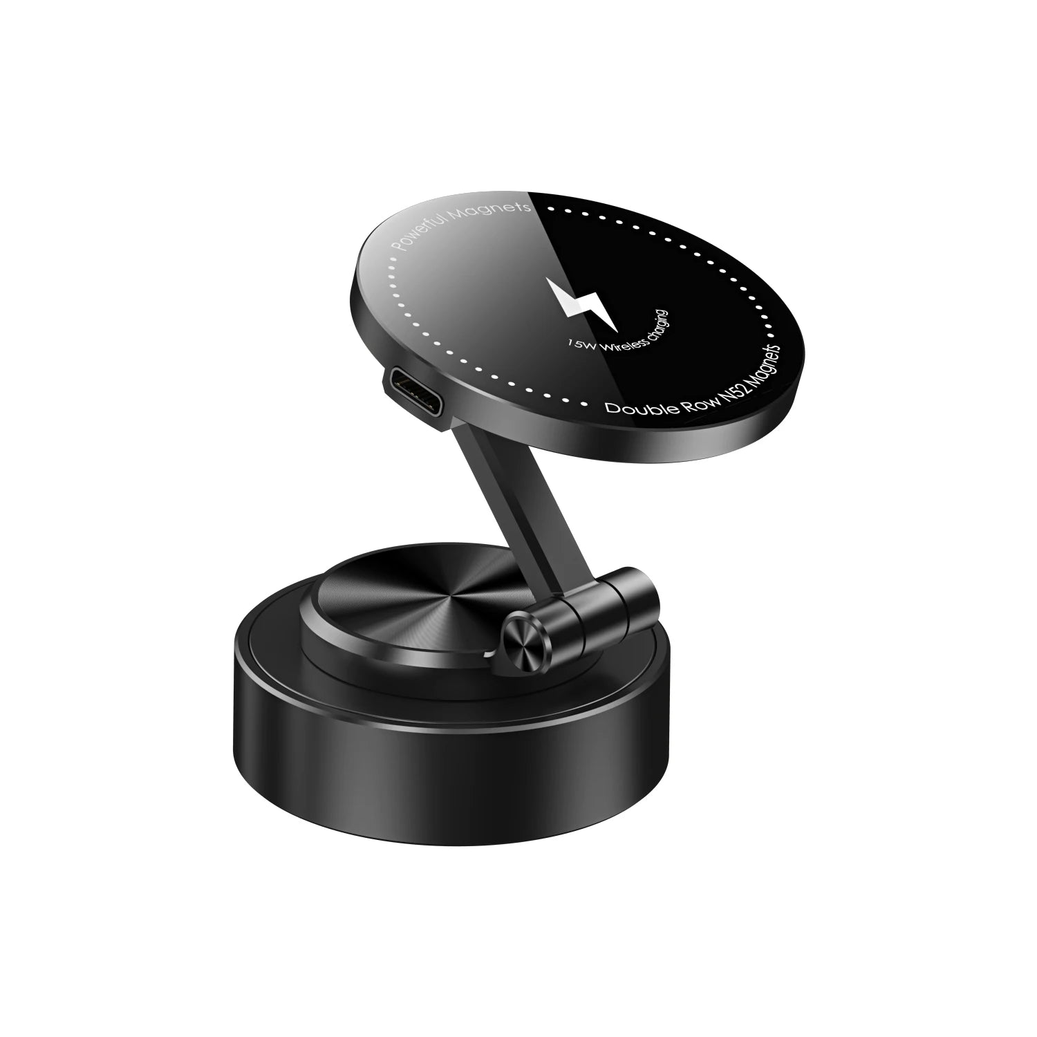 Support de téléphone de voiture double face, support d'adsorption magnétique sous vide avec chargeur sans fil, support de téléphone de voiture rotatif à 360 degrés