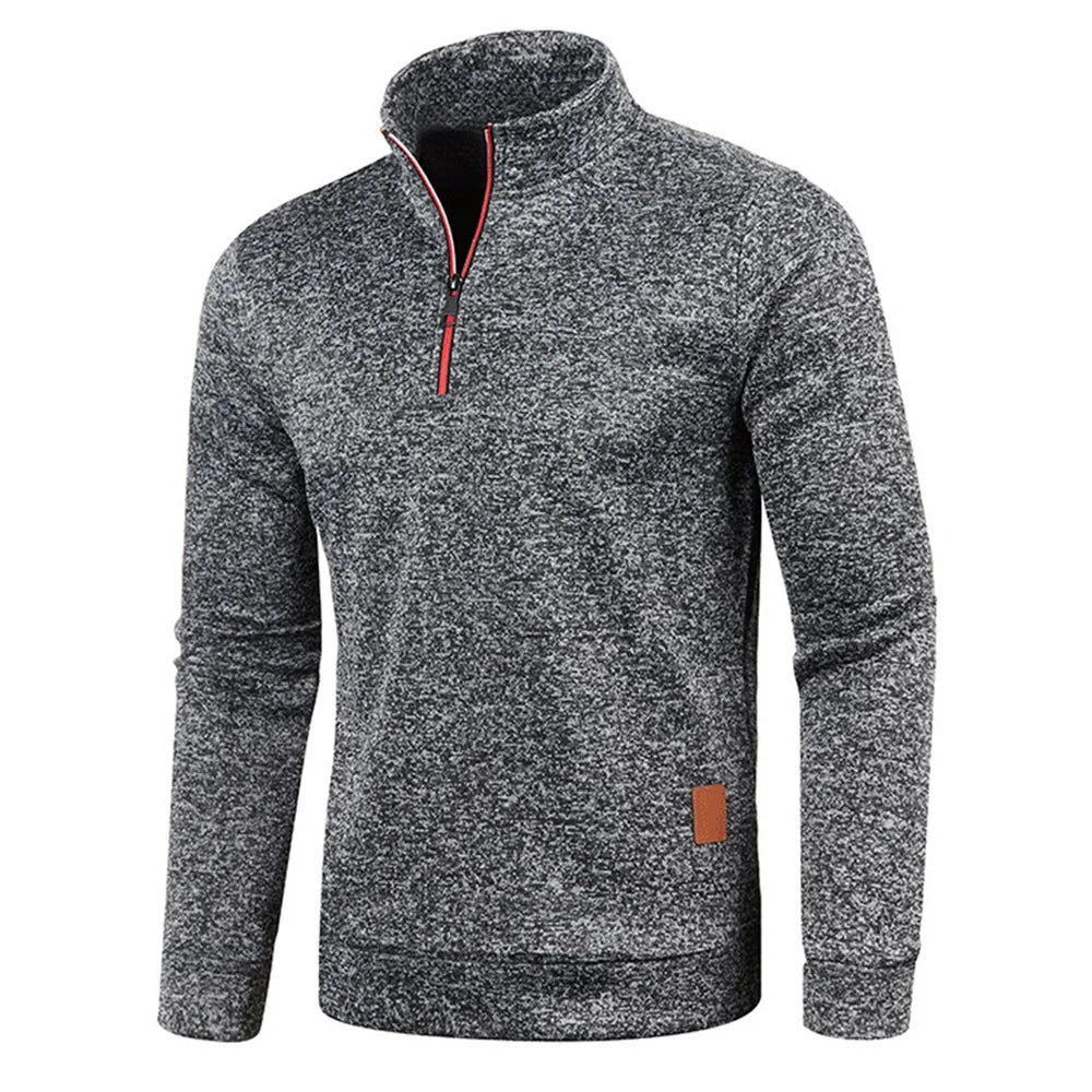 Sudadera de hombre, primavera, más gruesa, tipo pulóver, con media cremallera, para hombre, sudadera con capucha, sudadera de exterior, otoño, color liso, cuello alto