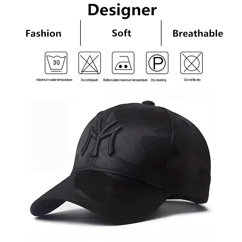 Gorra de béisbol de camuflaje bordada con letras de moda para primavera y otoño, gorra informal ajustable para exteriores, sombrero protector solar