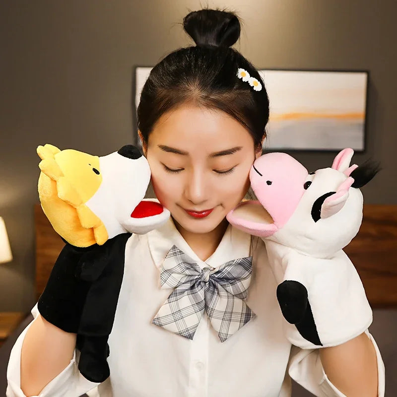 Stuffed Plush Animals Toys Hand Finger Puppet Kawaii Dolls Educational Baby Toys Learning & Education Monkey Tiger Children Gift