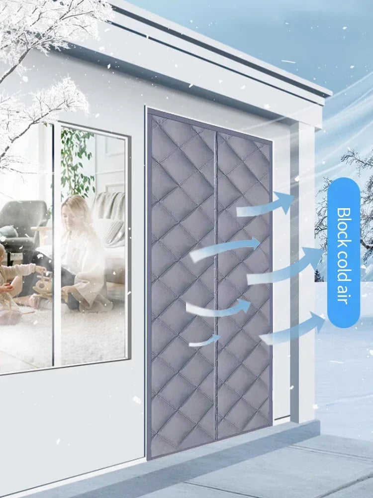 Rideau de porte isolant en coton épais et chaud pour l'hiver, à longues bandes magnétiques, isolation thermique, cloison, fournitures pour la maison