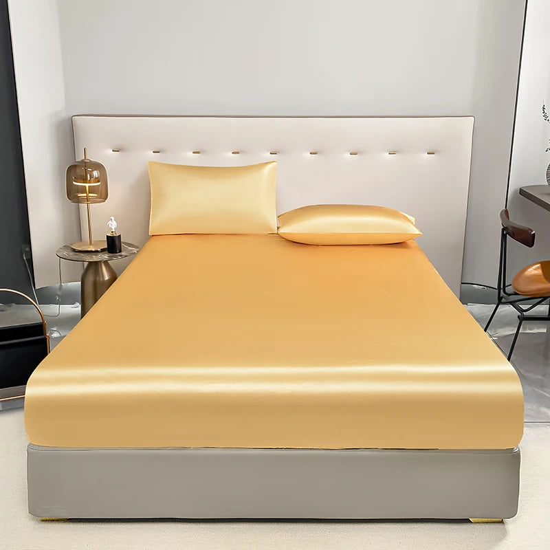 1 Sábana Bajera Ajustable Impermeable con Banda Elástica Negra Dorada Blanca Antideslizante Ajustable (La funda de almohada necesita pedido)