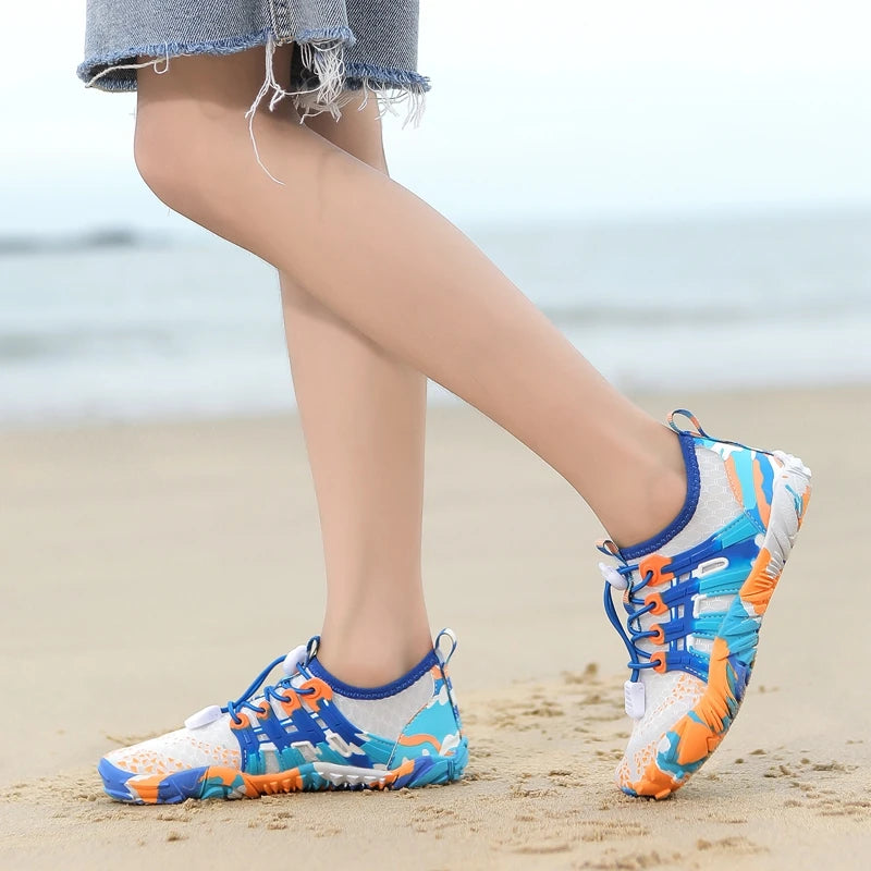 Chaussures aquatiques à séchage rapide pour enfants, antidérapantes, résistantes à l'usure, amortissantes, douces et respirantes, chaussures pieds nus pour enfants