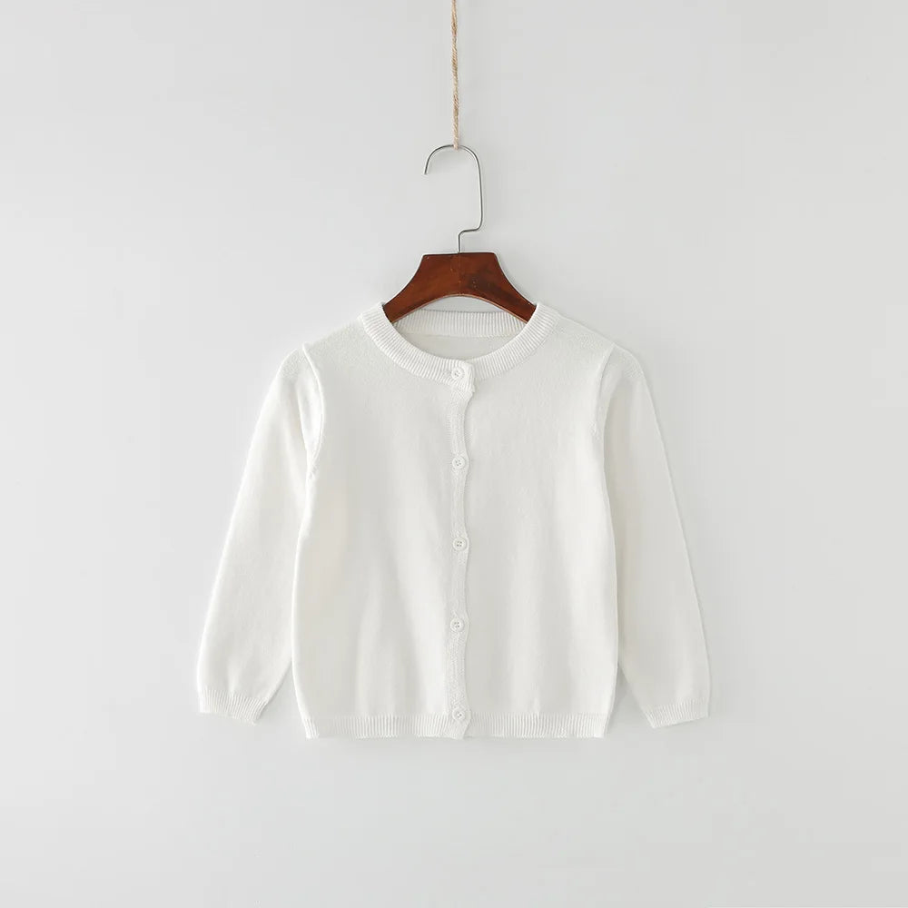 Cárdigans infantiles para niñas de 70-150 cm, suéter blanco y negro para bebés, chaquetas de punto para niños, ropa de primavera y otoño de algodón