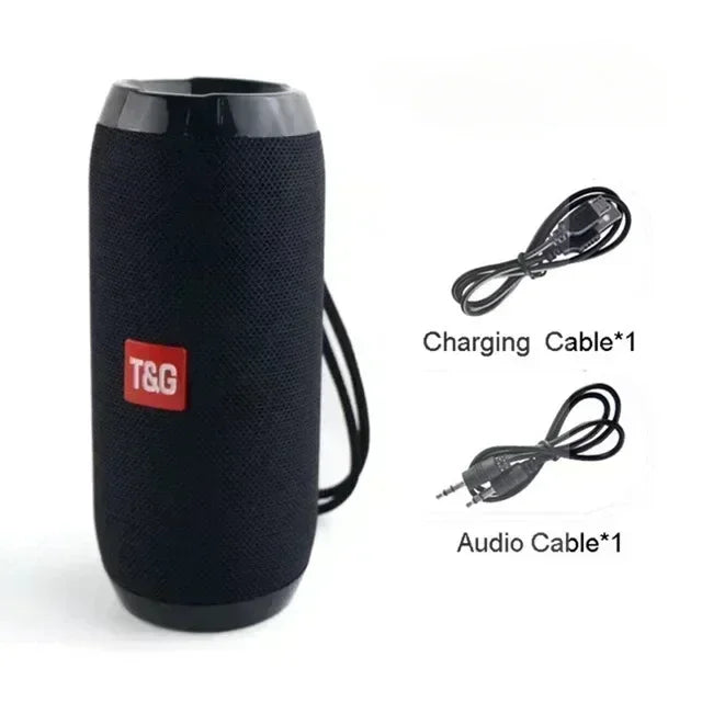 Altavoz portátil inalámbrico Bluetooth Subwoofer exterior impermeable Altavoz estéreo envolvente compatible con radio FM y tarjeta TF
