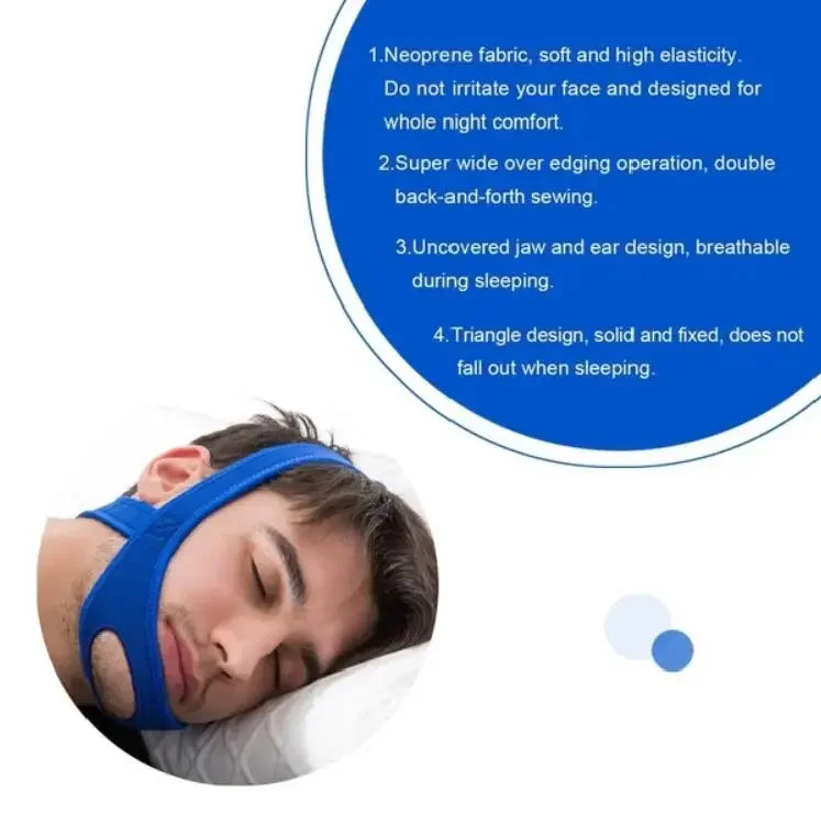 Nueva correa antironquidos de neopreno, cinturón antironquidos, solución para la apnea de la mandíbula, soporte para dormir, cinturón para la apnea, herramienta ajustable para el cuidado del sueño