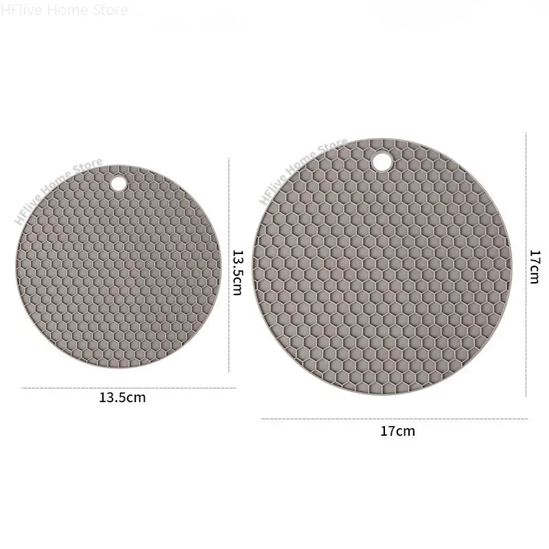 Set de table multifonctionnel en silicone pour la cuisine, dessous de verre rond antidérapant et résistant à la chaleur, manique