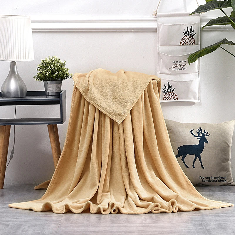 Couvertures douces et chaudes pour lits, jeté de lit en vison d'hiver, housse de canapé solide, couvre-lit, couvertures à carreaux d'hiver, drap d'hiver, couvre-lit