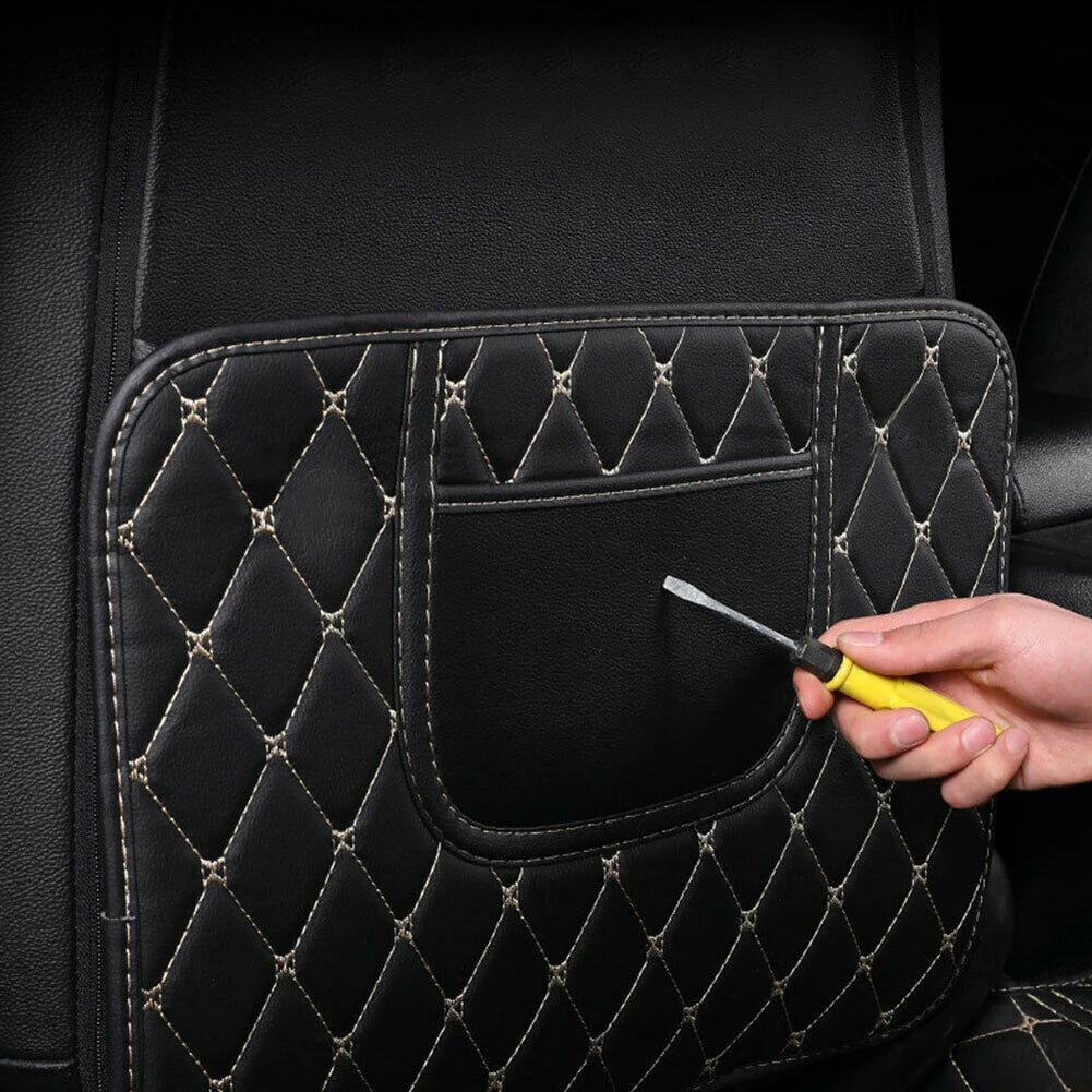 1 alfombrilla protectora para el asiento trasero del coche, alfombrilla antisuciedad, cuero de PU negro, impermeable, resistente a los arañazos, almacenamiento, accesorios para el interior del coche