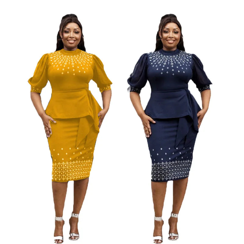 African Party Evening Dresses for Women Spring Elegant African Half Sleeve Polyester Bodycon Dress Dashiki Africa Clothing