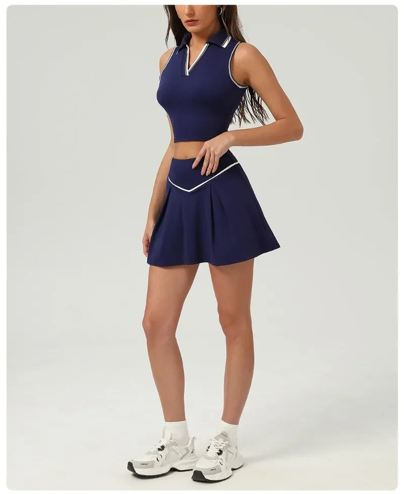 Conjuntos de Falda de Tenis Deportes Fitness Golf Bádminton Correr Ocio Faldas Cortas Ropa de Entrenamiento Trajes de Gimnasio Yoga para Mujeres