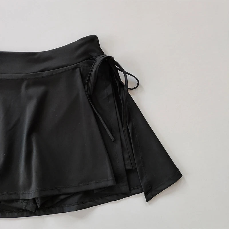 Falda de yoga deportiva, falda pantalón de bádminton y tenis, falda de secado rápido de medio cuerpo con bolsillo, falda pantalón con abertura lateral y tirantes para exteriores